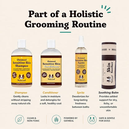 Natural Dog Company Sensitive Skin Dog Shampoo – Hypoallergenic Oatmeal Anti Itch Shampoo for Dogs, Gentle Puppy & Dog Wash with Aloe Vera, Manuka Honey & Chamomile, Odor Control, 12 oz