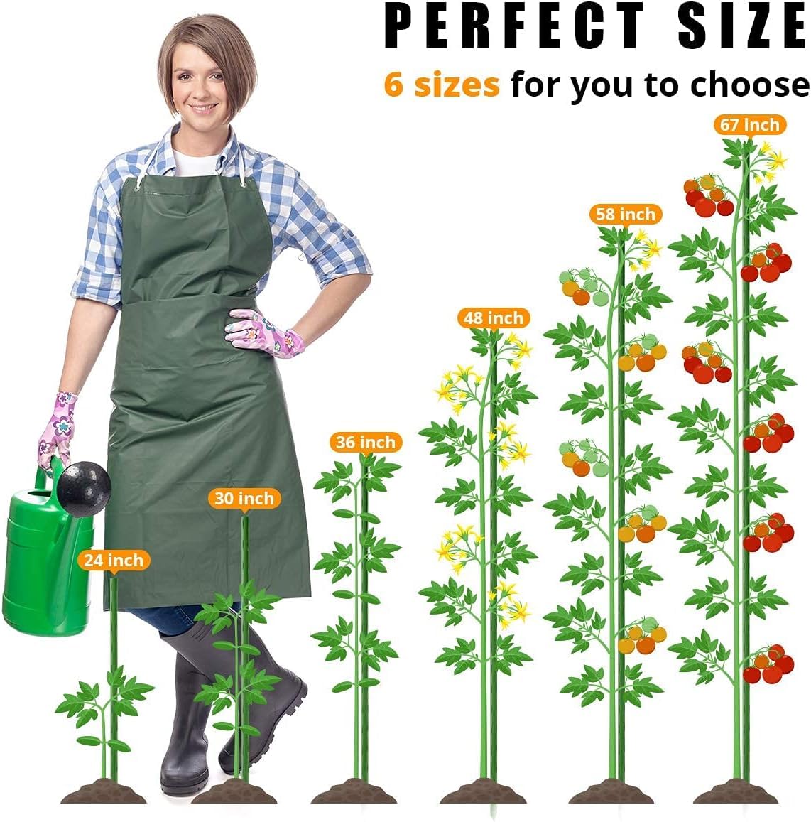 LAVEVE Garden Stakes 48 Inches Heavy Duty Steel Tomato Stake, Plastic Coated Support for Securing Trees, Climbing Plants, Cucumber, Beans, Pack of 20