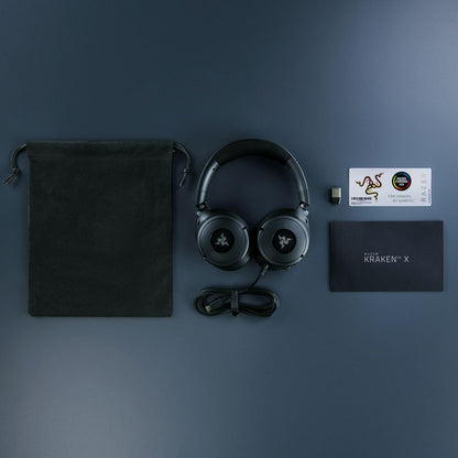 Razer Kraken V4 X Wired Gaming Headset: 40 mm Drivers - Cardioid Mic - Memory Foam Cushions - Chroma RGB Lighting - Type C & Type A Cable - for PC, Mac, PS5, Nintendo Switch 2, Steam Deck, Smartphone