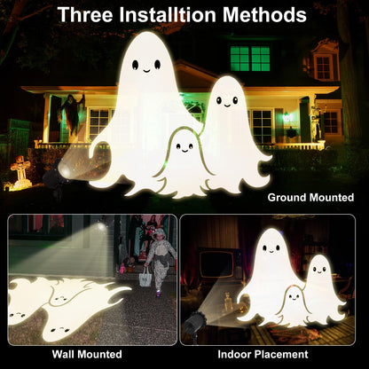 Treela Halloween Cute Ghost Projector Lights Outdoor Indoor Dynamic Lights Decoration Outside LED Landscape Lamp for Holiday Garden Supplies