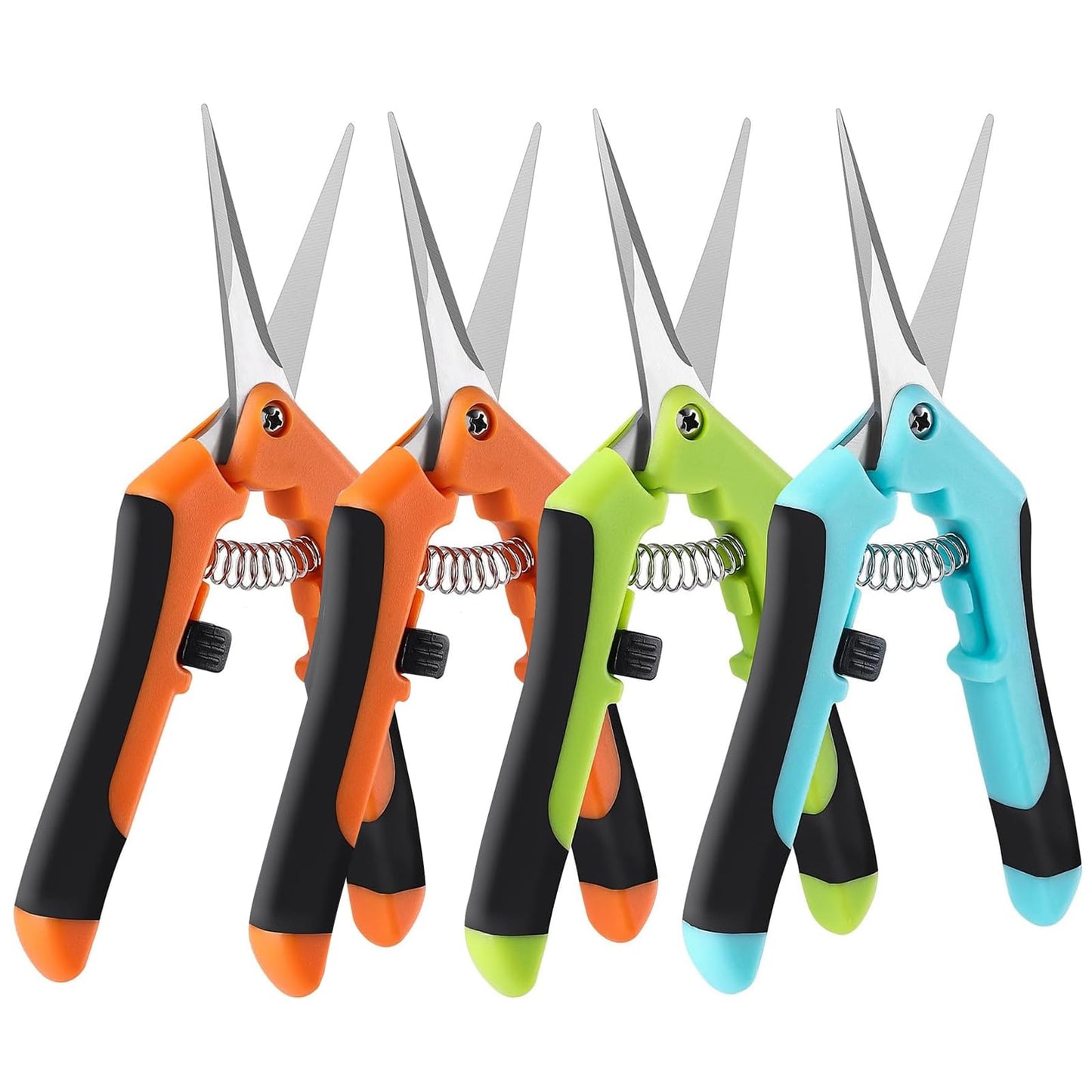 4 Pack Garden Pruning Shears, Stainless Steel Shears, Gardening Shears Scissors Pruning Shears for Gardening Tools (2pcs Orange+1pcs Green+1pcsBlue)