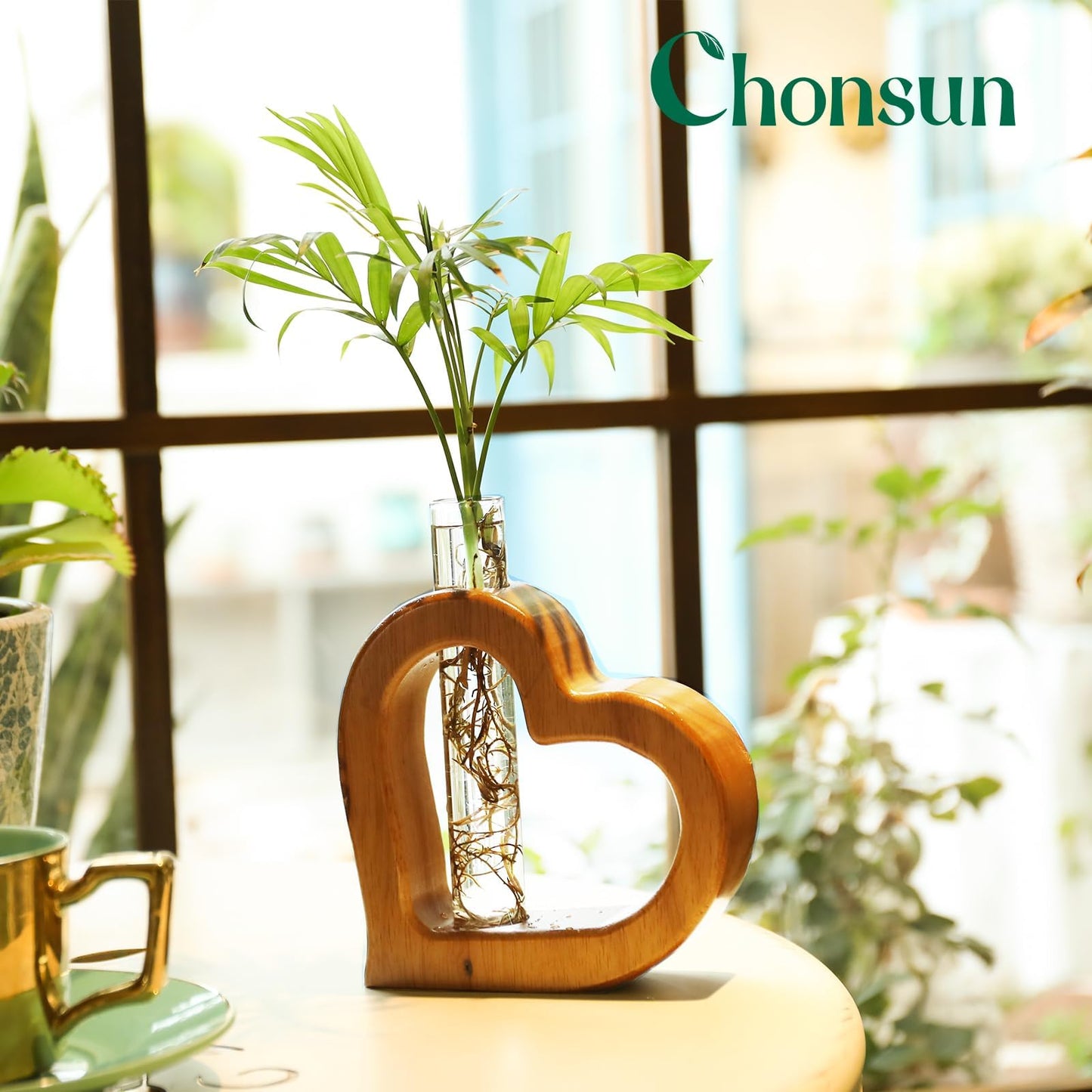 Chonsun Plant Propagation Stations Plant Terrariums Wall Hanging Planters Plants Stand Indoor with Glass Test Tube Planter Wall Decor Gifts for Women Mom
