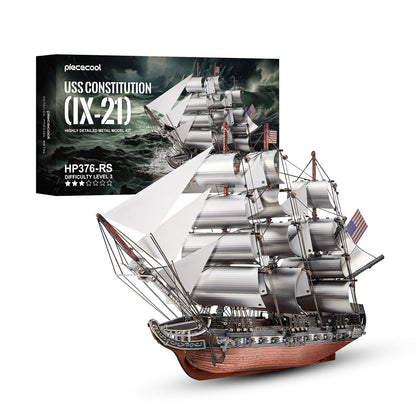 Piececool 3D Metal Puzzles, USS Constitution Sailing Boat Models for Adults Sailing Frigate Warship Sailboat Ship Model Building Kits Hobby Crafts for Adults Creative Gift Ideas Birthday Christmas