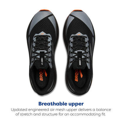 Brooks Men’s Ghost 17 Neutral Running Shoe - Black/Orange - 7 Medium