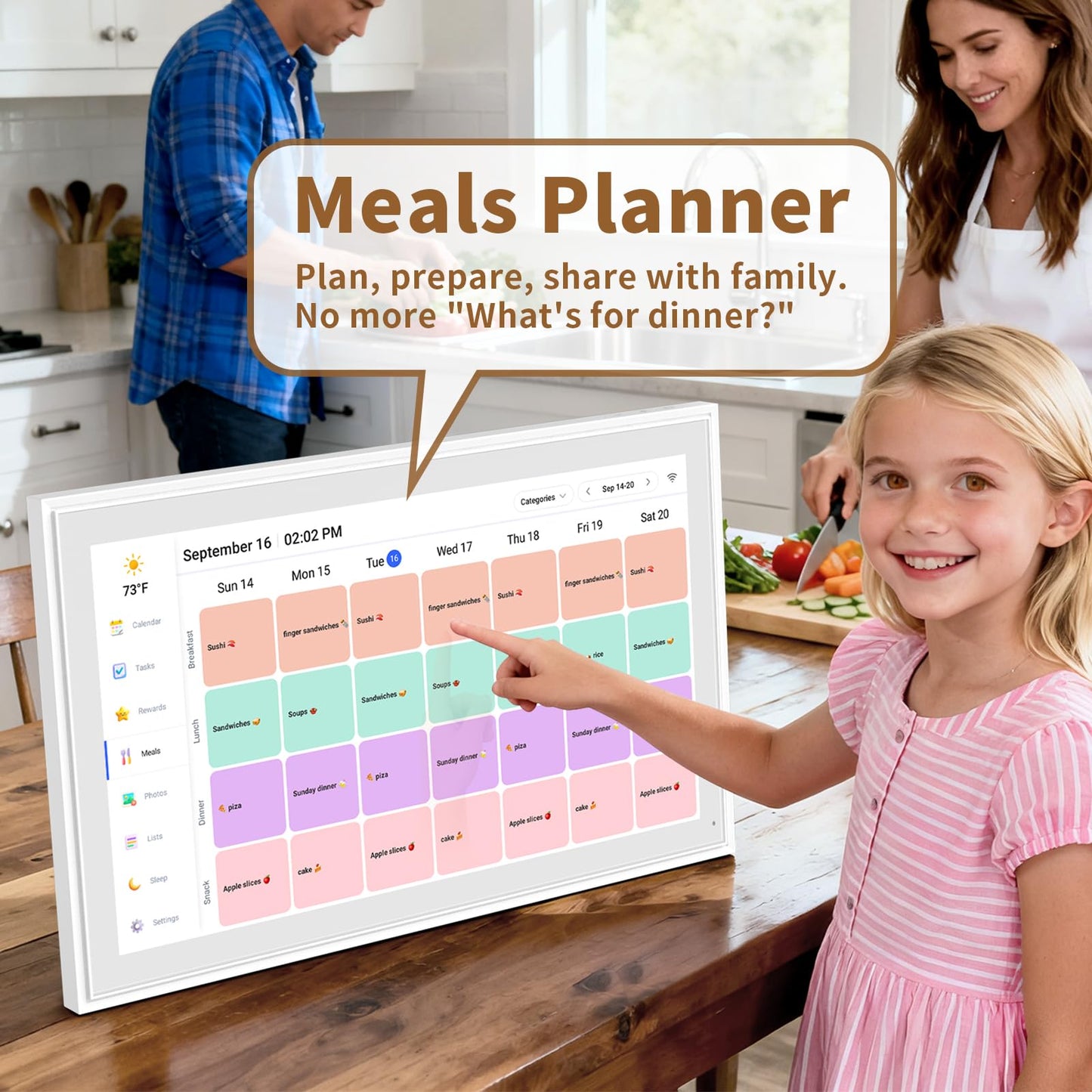 Canupdog 21.5 Inch Digital Calendar, Electronic Planner & Chore Chart with 1920x1080P IPS Touchscreen, Task Rewards System, Interactive Display for Family Schedules Gifts for Women Mom