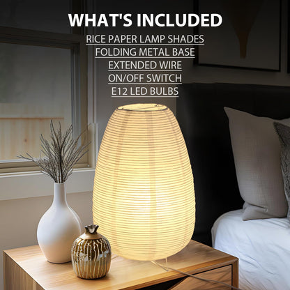 CMHSYTKE Small Rice Paper Lamp, Japanese Lamp Lantern Table Lamp, Paper Table Lamp, Lantern Lamps for Desk Bedrooms Bedside Night Light (Tower)