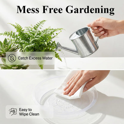 Tulpeed 50 Pack Clear Plant Saucer 4.7 Inches Plant Trays for Pots Plastic Round Drip Trays Flower Pot Saucers Black Planter Water Tray Plant Drainage Tray