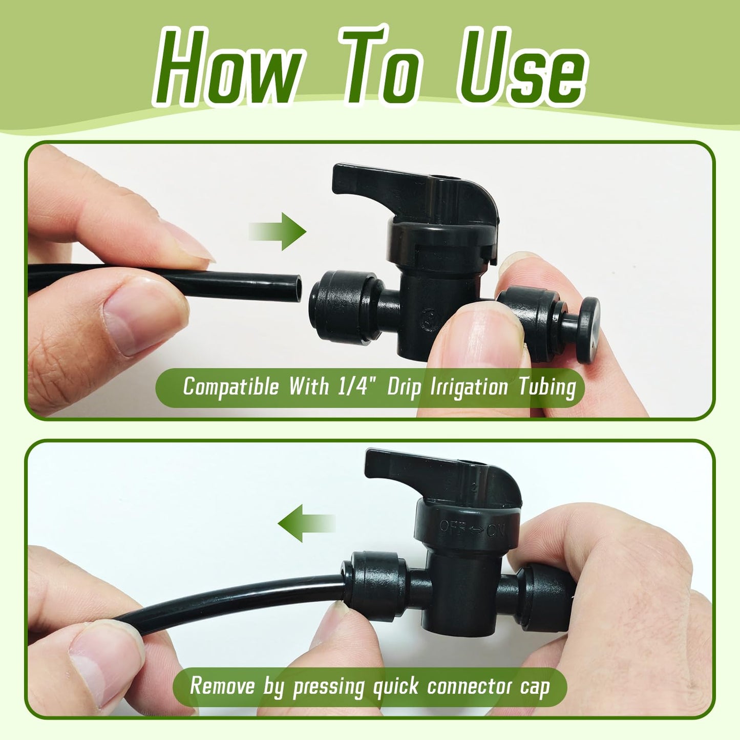 6 Pack Quick Connect 1/4" Drip Irrigation Shut Off Valve Fittings, Push-to-Fit Drip Irrigation Switch Valve Connectors for 1/4 Inch Drip Tubing,Anti-Leak Connectors for Garden Irrigation System