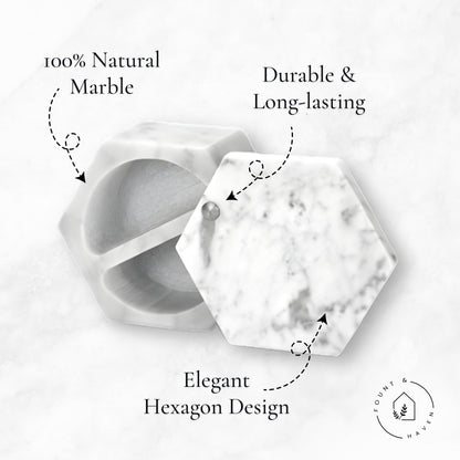 Fount & Haven Marble Salt and Pepper Pinch Pots Durable Marble Salt Container for Countertop, Cooking, and Serving Perfect for Herbs, Spices, Gourmet Salts, and Seasonings in Open Pinch Bowls