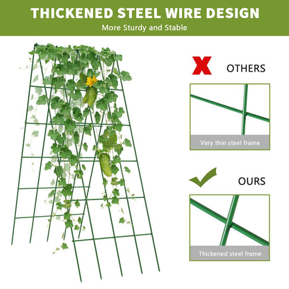UrGROWA Cucumber Trellis 2 Pack, Foldable A-Frame Garden Trellis for Raised Bed Garden Grow Support with Plant Support Clips, Twist Ties, Plastic Ties, for Cucumber,Tomato, Climbing Plants and Flowers