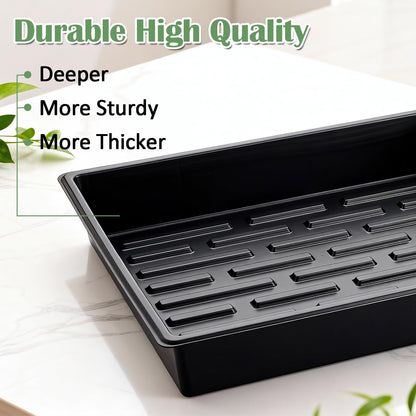 RooTrimmer 20 Pack Nursery Pots Trays (16.5"x13.2"x2.8"), Plastic Seed Starter Trays, Durable Carrying Seedling Starter Tray, Reusable Tray for Planting and Collecting Drainage Water (Black)
