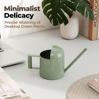 Bamworld Small Watering Can Indoor Outdoor Plant Metal Stainless Steel Long Spoutt Flowers Watering Cans for House Garden Plants 10OZ Watering Bottle Cute Stylish Gardening Decoration(Avocado Green)