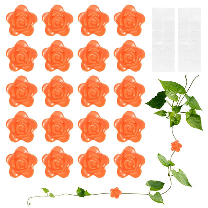 M METERXITY 100 Pack Plant Wall Clips, Self-Adhesive Plant Climbing Wall Clips Fixer with Acrylic Adhesive Sticker for Vine Support/Indoor/Outdoor Decor [Rose-Orange]