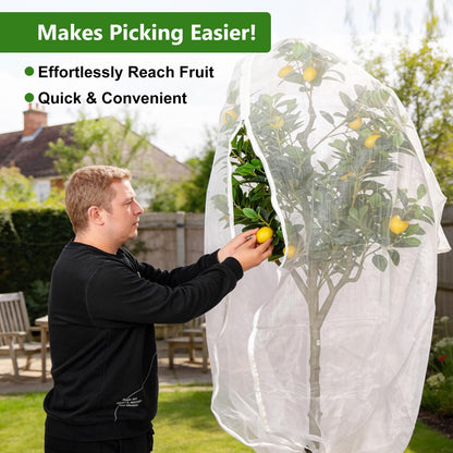 Jevrench 2 Pack 6.5 x 6.5ft Garden Netting for Plants, Fruit Tree Netting with Zipper & Drawstring, Bird Netting for Garden Protection, Blueberry Bushes, Tomato Plants & Fruit Trees