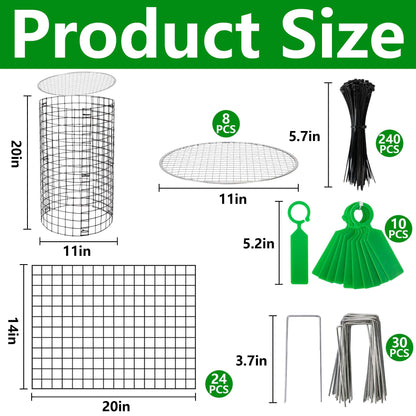 Adnee 8 Pack Wire Plant Protector with Cover-20" x 11" Detachable Metal Plant Protectors Mesh-Garden Plant Protectors for Flower Vegetable to Keep Animals Out