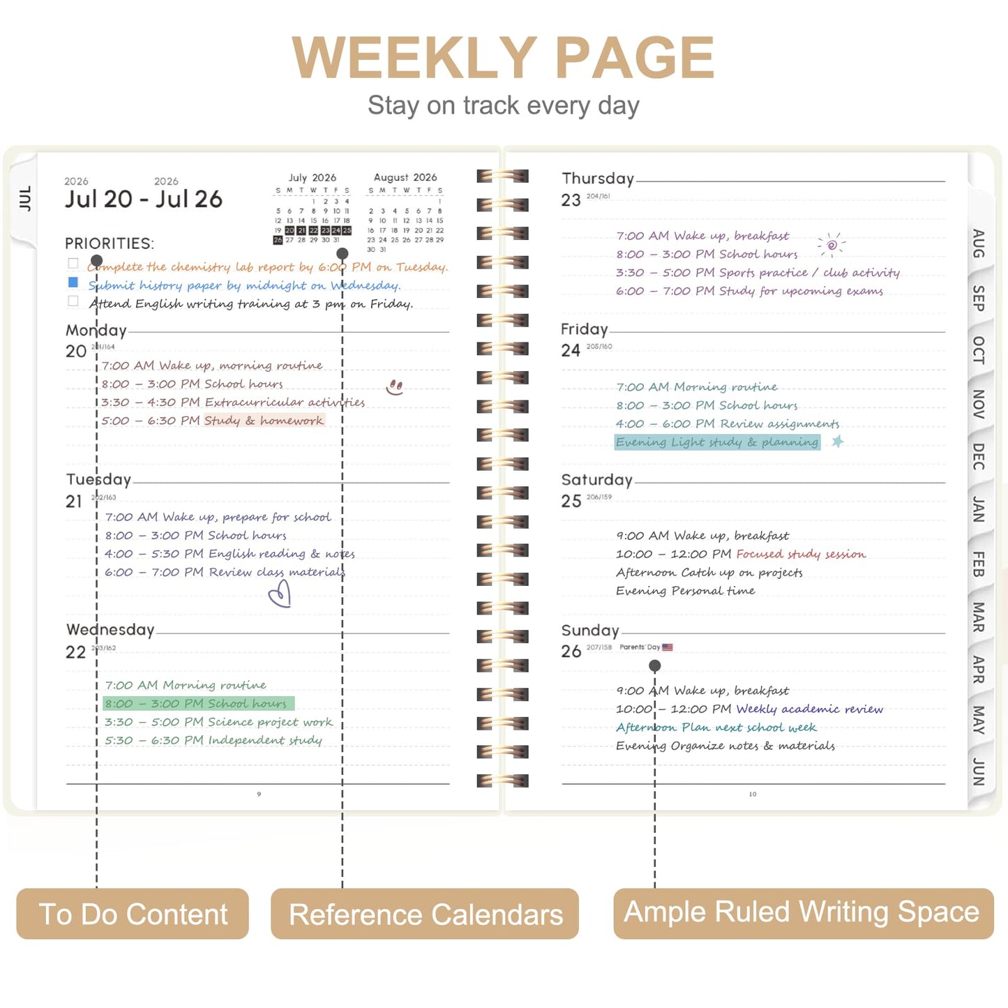 Planner 2026-2027, Weekly and Monthly Academic Planner, July 2026 - June 2027, Hardcover Calendar Agenda Book for School Year Planning, School Supplies for Teacher and Student, A5(6.3'' x 8.5'')
