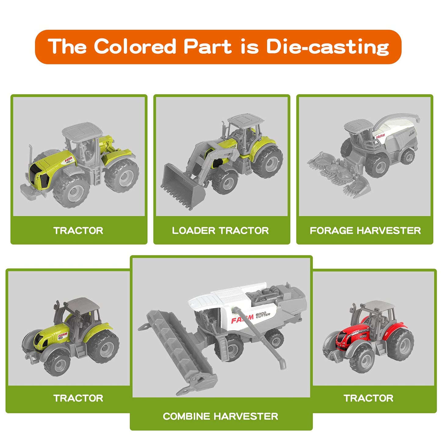 Oriate Farm Tractor Toys Vehicle with Animals & Activity Play Mat, 38Pcs Educational Realistic Kid's DIY Diecast Set, Kids Tractors Trailer Sprayer Cow Animal Toy Birthday Gift