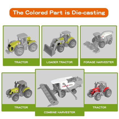 Oriate Farm Tractor Toys Vehicle with Animals & Activity Play Mat, 38Pcs Educational Realistic Kid's DIY Diecast Set, Kids Tractors Trailer Sprayer Cow Animal Toy Birthday Gift