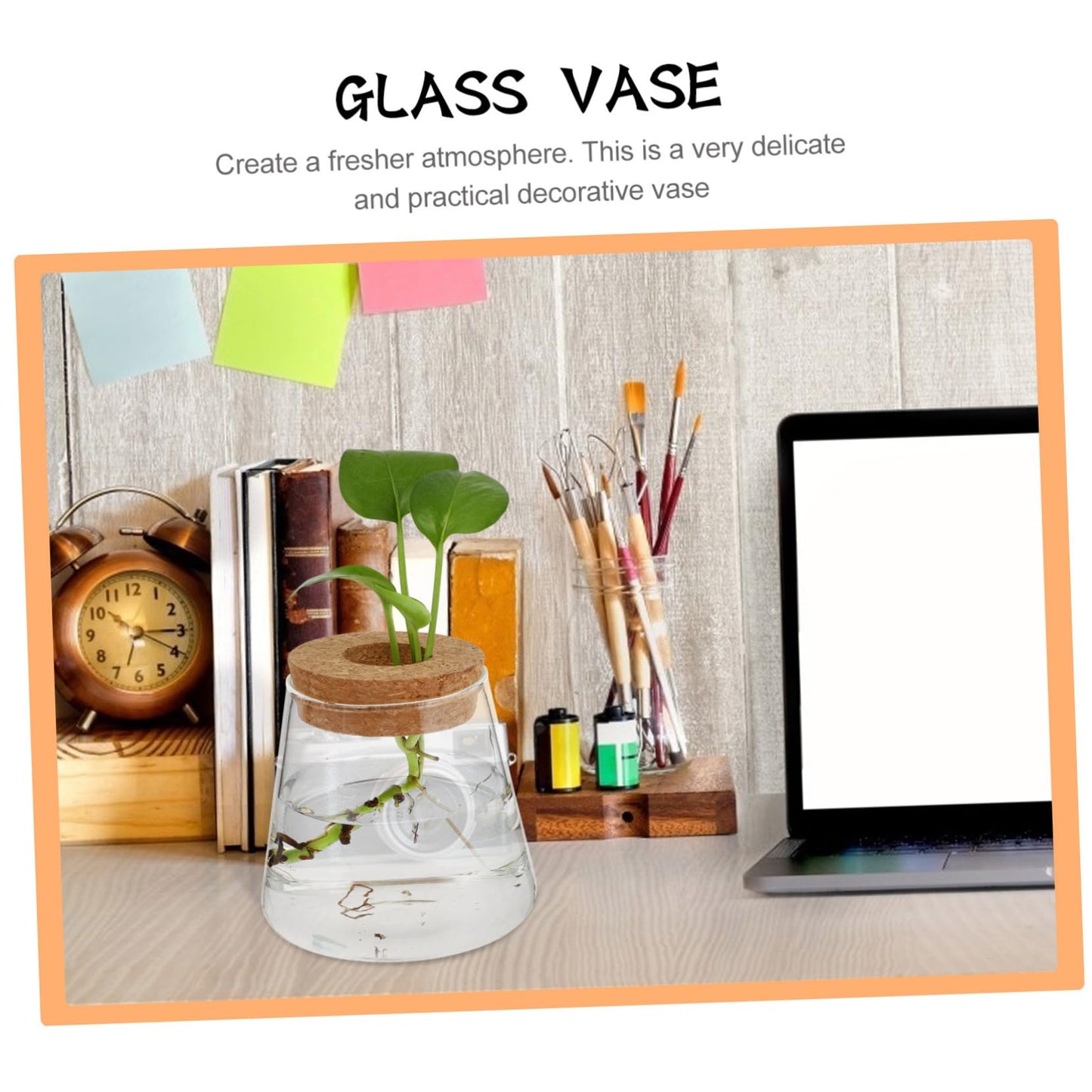 ETHZZLE 2Pcs Desktop Hydroponics Glass Planter Vase for Indoor Plants Chic Terrarium Containers for Home Office Decoration Floral Arrangement and Gift Ideas