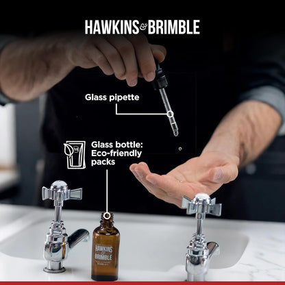 Hawkins & Brimble Beard Oil For Men Growth - Sandalwood Scent with Argan & Castor Oils, Shea Butter | Softens & Moisturizes, Promotes Healthy Beard Growth, 50ml