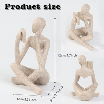 Fish Aquarium Decor Ornaments Sandstone Minimalist Resin Thinker Statue Fish Tank Decorations Small Accessories Abstract Home Decor Fish Toy for Betta Cichlid Goldfish Shrimps Hermit Crabs Turtle