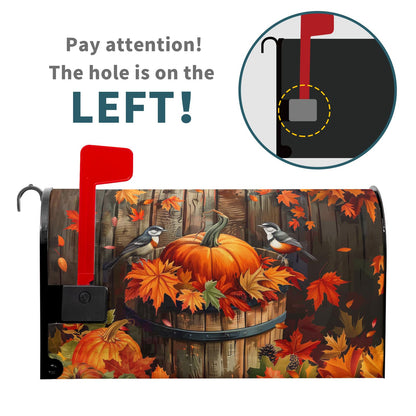 Fall Mailbox Covers Magnetic Standard Size 18x21inch Autumn Maple Leaves Mailbox Decoration Autumn Harvest Pumpkin Post Letter Box Cover for Outside Decor