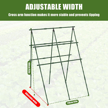 STFALI 63"H x 47"L Cucumber Trellis for Raised Bed, Adjustable Garden Trellis for Climbing Plants Outdoor with Climbing Net and Plant Support Clip, A-Frame Trellis for Vegetable, Cucumbers, Tomatoes