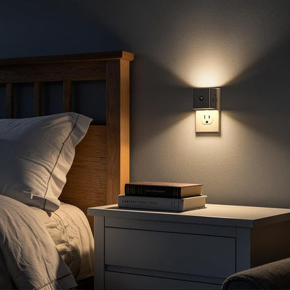 DORESshop LED Motion Sensor Night Light [2 Pack], Plug in Night Light, Night Light Motion Sensor, Dusk to Dawn 3 Level Brightness Adjustable Night Lights for Adults, Bedroom, Bathroom, Hallway