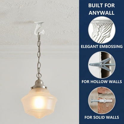 RiseDirectly 6-Pack Heavy Duty White Ceiling Hooks for Hanging Plants, Swag Hooks with Hardware for Chandeliers, Indoor Plant Hangers & Lightweight Decor