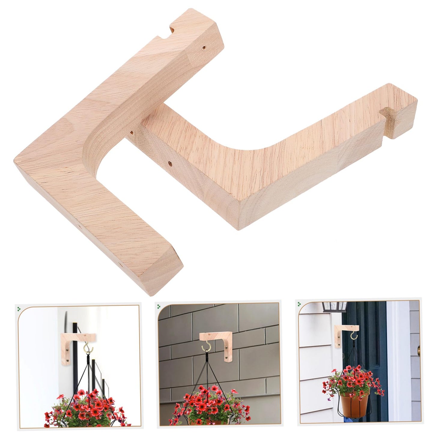 UPKOCH 2pcs Heavy-Duty Wooden Hanging Plant Hooks for Indoor Outdoor Wall Mount Planter Hangers Suitable for Flower Pots and Ceiling Plant Stands