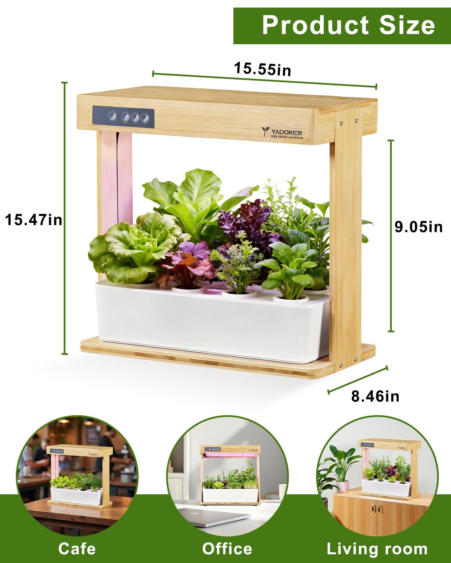 yadoker Indoor Hydroponic Garden System, 8 Pods Smart Growing Kit with LED Grow Light, Automatic Timer, Pump System & 3.5L Water Tank – Ideal for Herb Cultivation (No Seed)