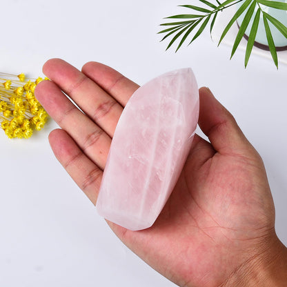 JIC Gem Rose Quartz Crystal Tower 4 Sides Spiral Obelisk Natural Healing Crystal Point Reiki Energy Decoration 0.6-1.1 Lbs