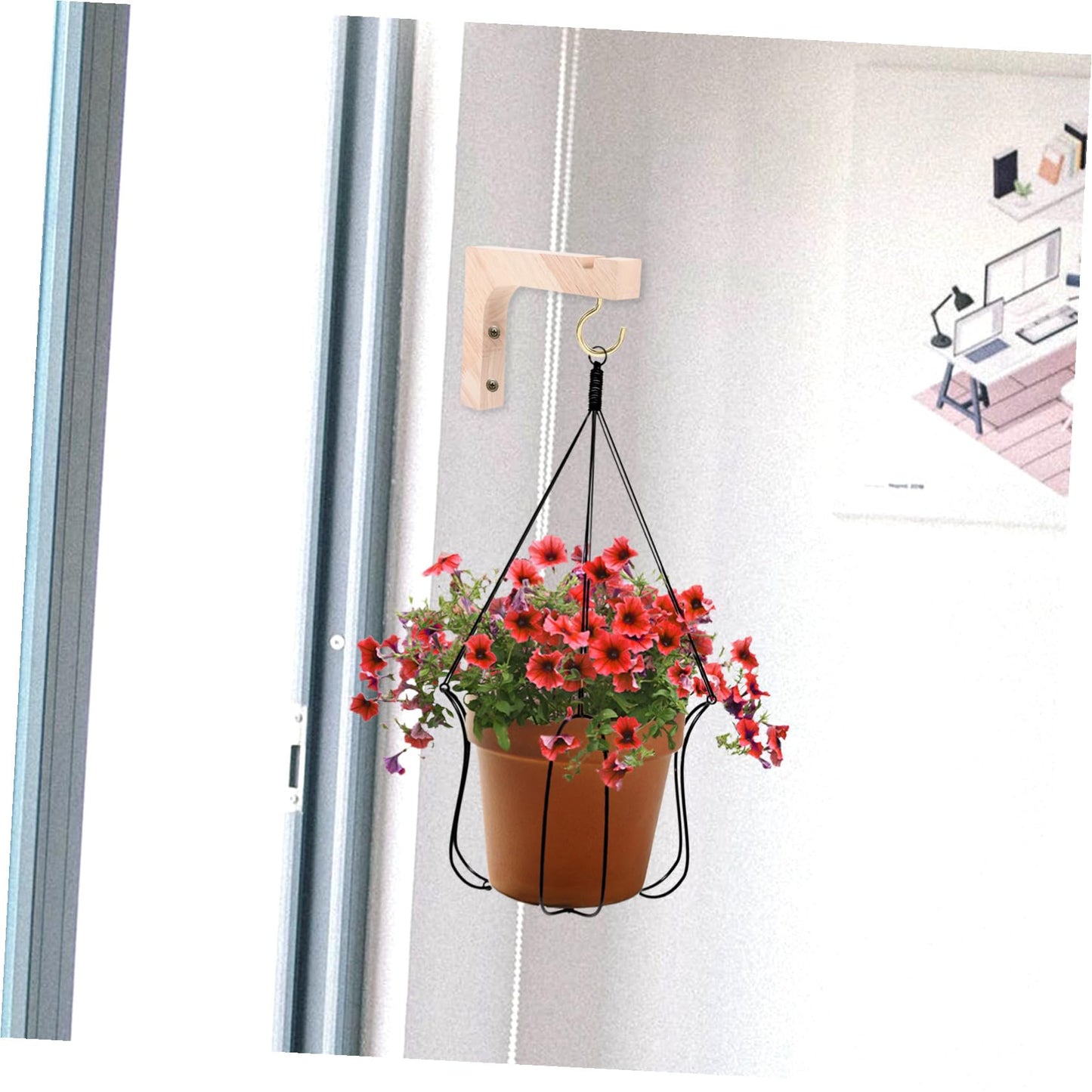 Kichvoe Wooden Plant Hanger Hooks 2pcs Heavy-Duty Wall-Mounted Indoor Plant Hanging Brackets for Flowerpots with Natural Wood Finish Suitable for Patio and Garden