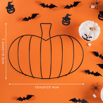 Hotop 3 Pcs 10 x 7.3 Inches Thanksgiving Pumpkin Shaped Metal Wreath Form Fall Wire Floral Frame Halloween 3D Pumpkin Wreath Indoor Outdoor Garden Porch Kitchen DIY Craft Decorations