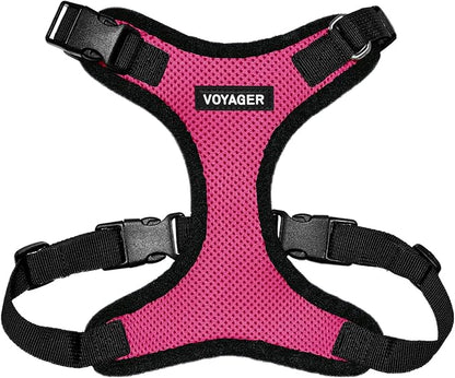 Voyager Step-in Pet Harness - All Weather Mesh, Adjustable Step in Harness for Cats and Dogs by Best Pet Supplies - Fuchsia/Black Trim, S