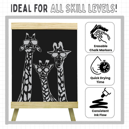 Chalkola 5 Grey Chalk Markers - Dry Erase Markers for Blackboard, Chalkboard Signs, Windows, Glass, Car | Variety Pack - Chalkboard Chalk Pens, Fine & Jumbo Size Ink Pen (1mm, 3mm, 6mm, 10mm, 15mm)