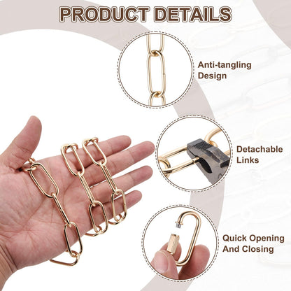 uxcell 6ft Lighting Hanging Chain, 3mm/0.12" Looping Metal Pendant Chandelier Chain Extension with 2 Quick Link Lock for Hanging Plant Pendant Chandelier Light Fixture, Rose Gold