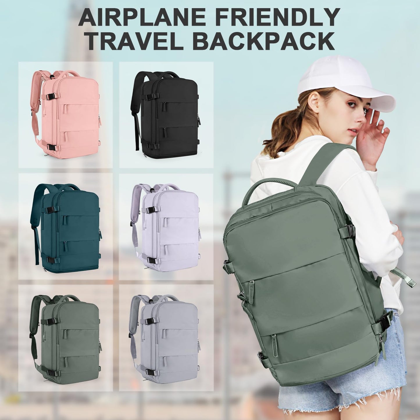 coowoz Travel Backpack Carry On for Women Man Gym Backpacks with Laptop Compartment Mochila de Viaje Teacher Personal Item Backpack Airplane Accessories Must Haves Grey Small