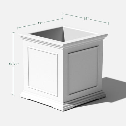 Veradek Brixton Series Cube Plastic Planter - Square Planter for Indoor or Outdoor Patio/Front Porch | Durable All-Weather Use w/Drainage Holes | Classic Estate Design for Flowers, Tall Plants, Trees