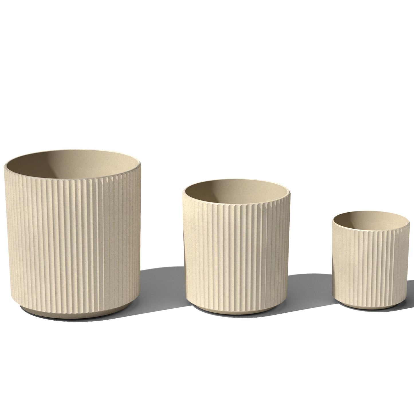 Veradek Demi Series Set of 3 Round Planters for Porch, Patio, Backyard | Durable Plastic-Concrete Material | Modern Décor for Tall Plants, Flower