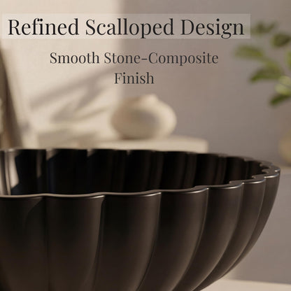 ADEKOVA Key Bowl - Black Fruit Bowl and Decorative Ceramic Bowl for Entryway Decor - Large 12 Inch Stone Fruit Bowl for Keys and Entryway Table - Modern Home Decor Centerpiece - Charcoal Black