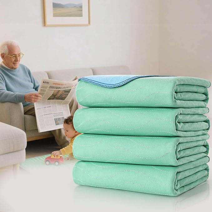 Pee Pads for Adults, Kids and Pets, Cotton-Like Surface, Machine Washable, 100% Leak Prevention with Waterproof TPU Layer (6 Pack, 34*36 inch)