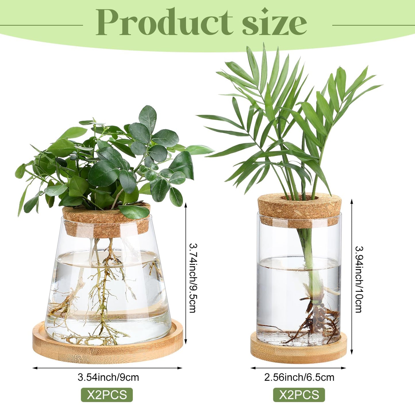Layhit 4 Pcs Plants Propagation Stations vases Glass Planters with Wooden Lid and Bamboo Stand for Hydroponic Plants Gardening Gifts for Women Mom Home Office Tabletop Decoration(Stylish Style)