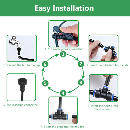 65FT 5/16 Inch Drip Irrigation System for Garden, 2025-Upgrade High-Flow Garden Watering Kit with 20 Adjustable Copper Nozzles, Even Water Distribution for Lawn & Greenhouse