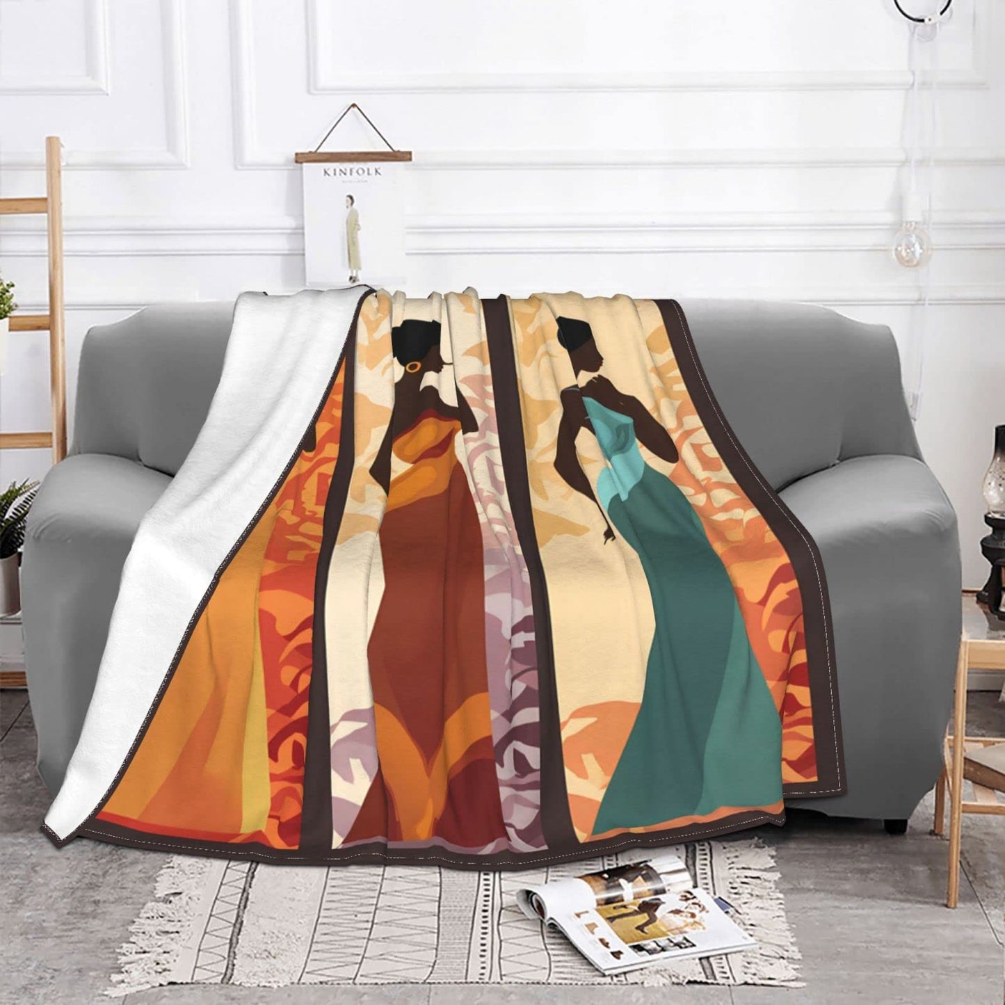 Mount Hour African American Women Black Girls Flannel Fleece Throw Blankets, Super Warm Soft Living Room Blanket All Season (50"x40")