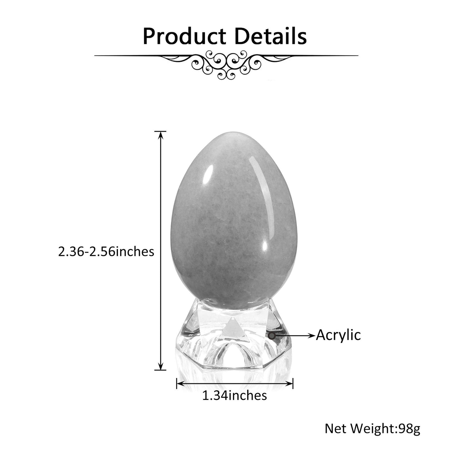 Jovivi Natural Amethyst Egg Sphere Sculpture Reiki Healing Crystal Gemstone Ball Divination Figurine with Acrylic Stand for Home Decoration