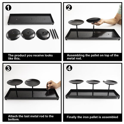 flangairy 3 Pillar Black Metal Candle Holders for Table Centerpiece, Fall Thanksgiving & Halloween Dining Table, Fireplace Mantel Decor, Tray Candlestick for Living Room Rustic Decorations