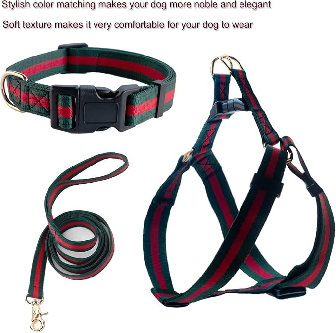 Premium and Stylish Dog Collar Harness and Leash,Soft Comfortable，Chest Adjustable Pet Harness,Luxury Fashion Dog Harness Leashes Set Gift for Medium Dogs