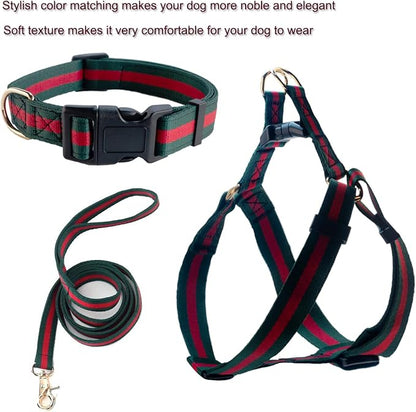 Premium and Stylish Dog Collar Harness and Leash,Soft Comfortable，Chest Adjustable Pet Harness,Luxury Fashion Dog Harness Leashes Set Gift for Big Dogs