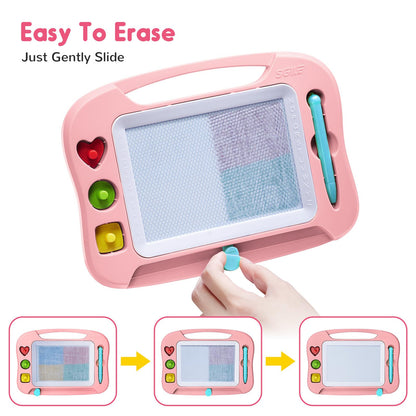 SGILE Toddler Toys for Kids, Magnetic Drawing Board for Birthday Gift, Toys for 1 2 3 Year Old Girls Boys, Etch & Sketch Pad with 3 Stamps, Learning and Educational, Light Pink